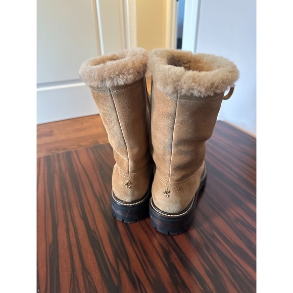Jimmy Choo Tan Ankle Boots with Fur Trim - Picture 4 of 8